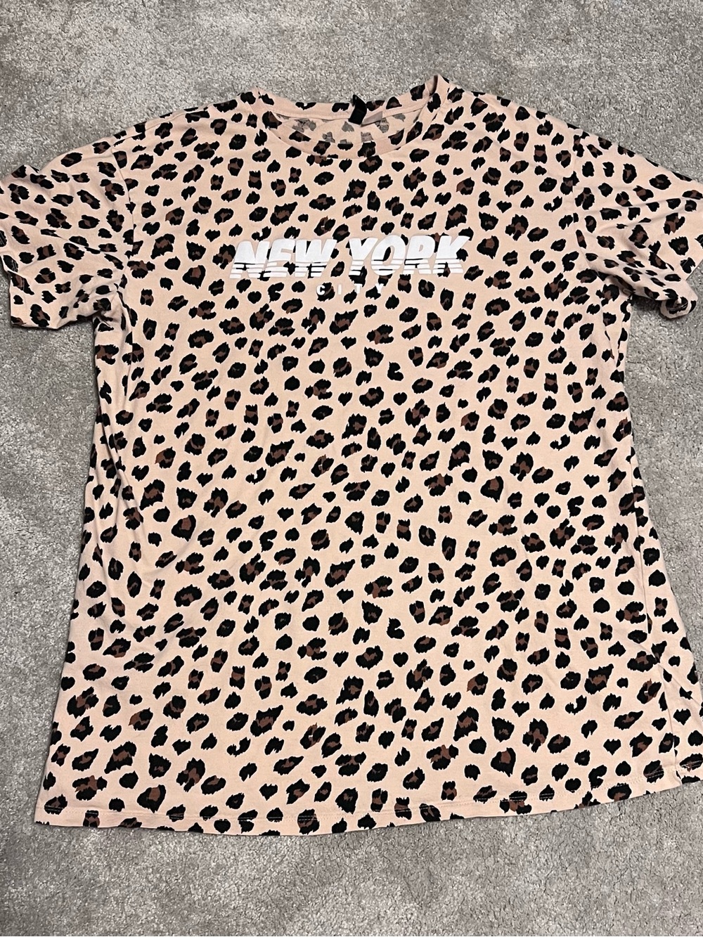 Divided Leopard Print New York Tee - Women’s 10 - Long Tshirt